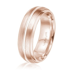 Men's 10K Rose Gold Satin Finish Double Groove Inlay Band