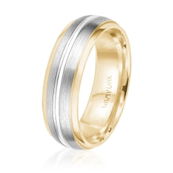 Men's 10K Yellow Gold Satin Finish Double Groove Inlay Band