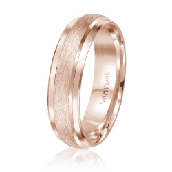 Men's 10K Rose Gold Satin Finish Center Inlay Band