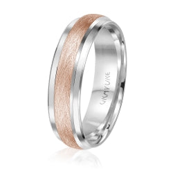 Men's 10K White Gold Satin Finish Center Inlay Band