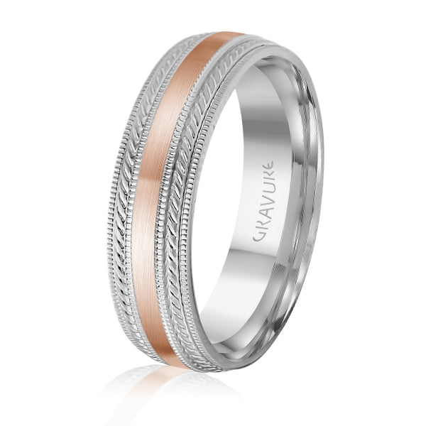 Men's 10K White Gold Two-Tone Satin Inlay Band