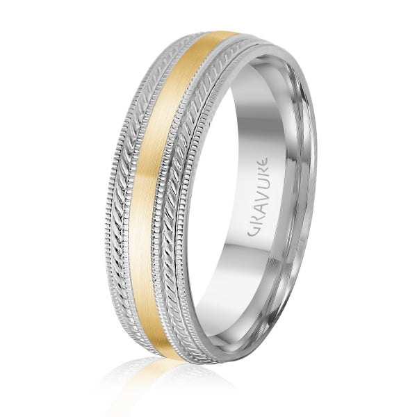 Men's 10K White Gold Two-Tone Satin Inlay Band