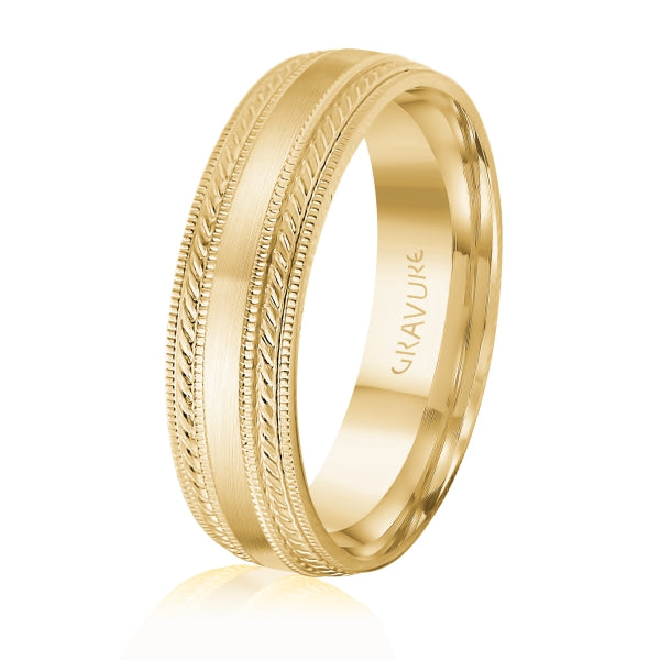 Men's 10K Gold Satin Finish & Twisted Edge Band