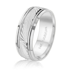 Men's 14K Gold Textured Inlay Band