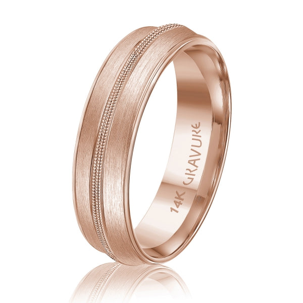 Men's 10K Gold Satin Finish Central Milgrain Band