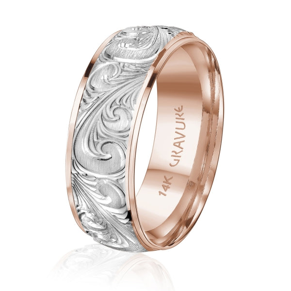 Men's 10K Gold Two-Tone Ornate Scroll Band