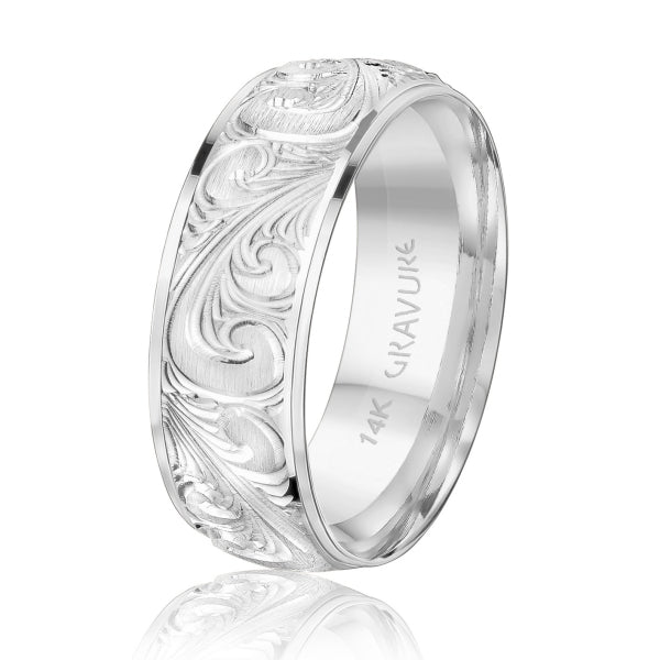 Men's 10K Gold Ornate Scroll Engraved Band