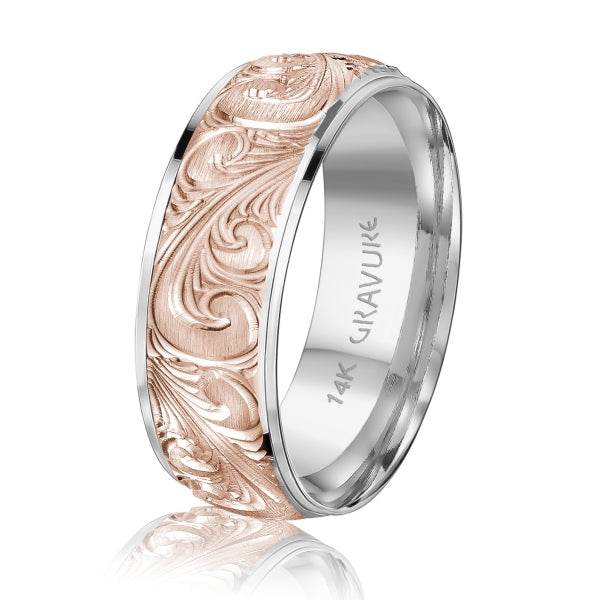 Men's 10K Gold Two-Tone Ornate Scroll Band