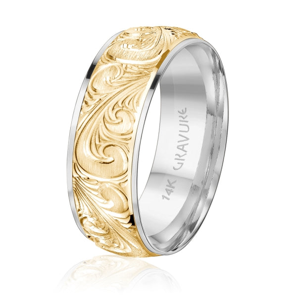 Men's 10K Gold Two-Tone Ornate Scroll Band