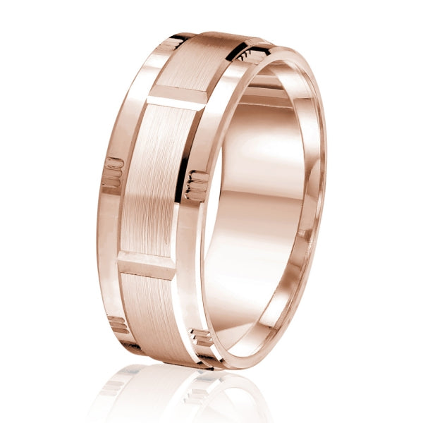 Men's 10K Gold Alternating Finish Block Pattern Band