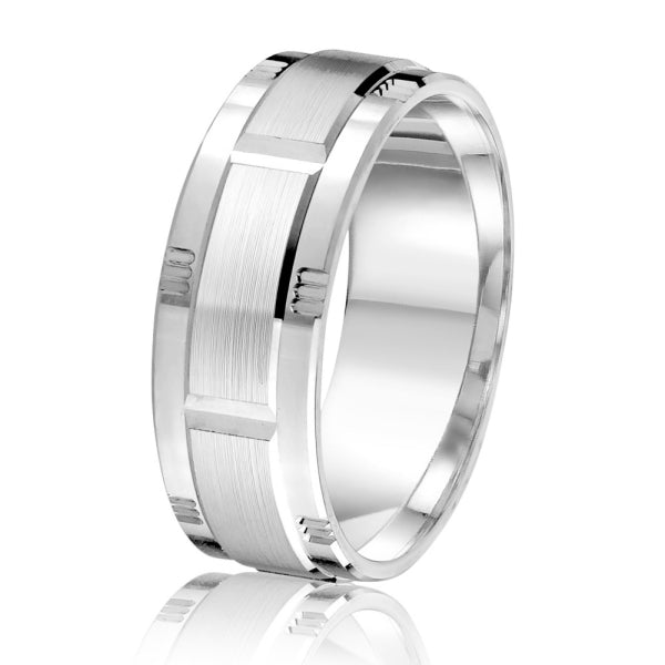 Men's 10K Gold Alternating Finish Block Pattern Band