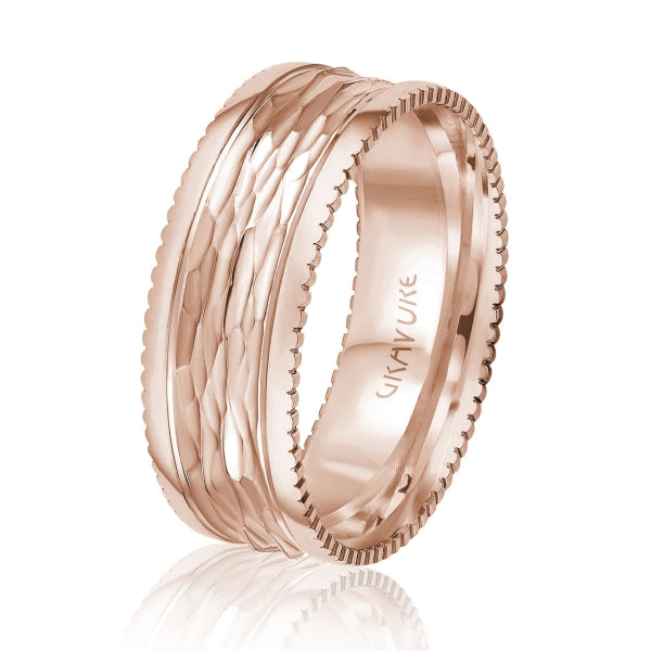 Men's 10K Gold Hammered Finish Coin Edge Band