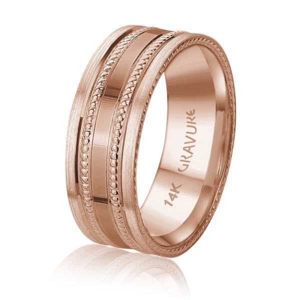 Men's 10K Gold Multi-Textured Milgrain & Rope Edge Band