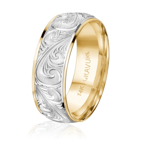 Men's 10K Gold Two-Tone Ornate Scroll Band