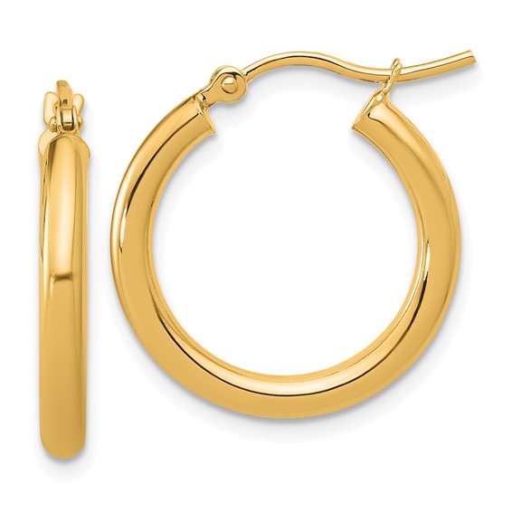 14K Yellow Gold Classic Polished Hoop Earrings