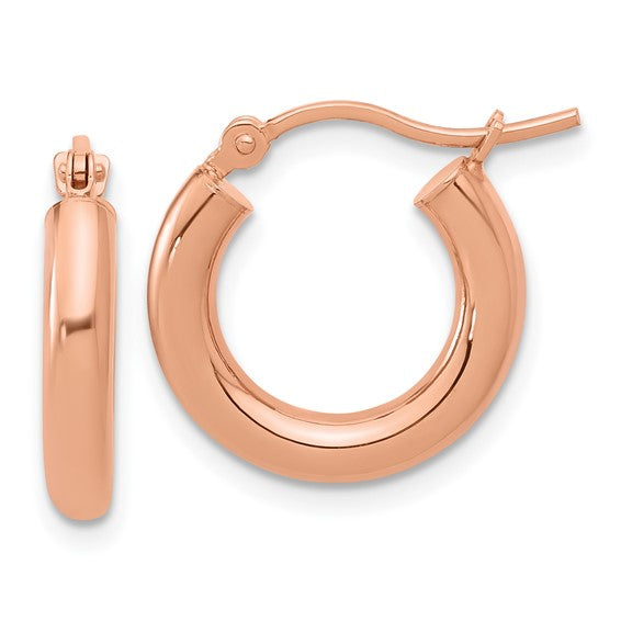 14K Gold Polished Wide Huggie Hoop Earrings
