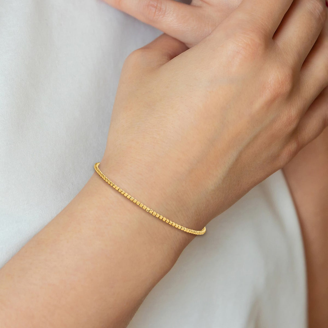 Gold 2mm Ball (Beaded) Bracelet, 7