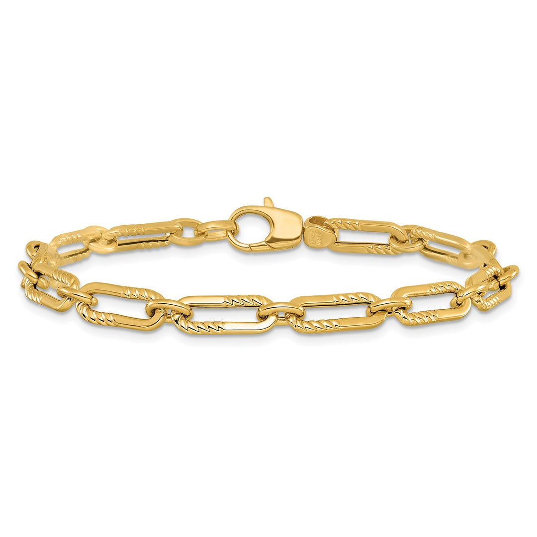 Gold 5.25mm Paperclip Bracelet, 7