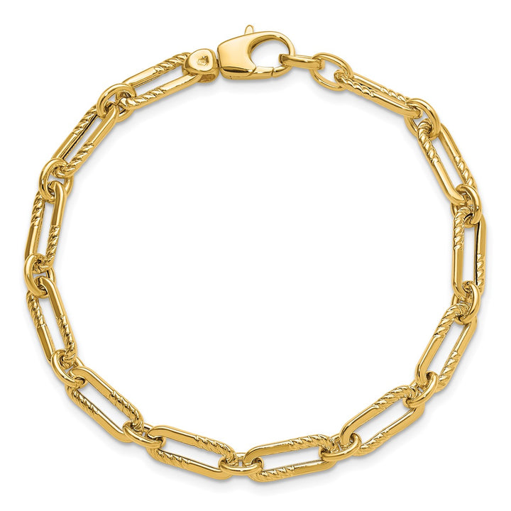 Gold 5.25mm Paperclip Bracelet, 7"