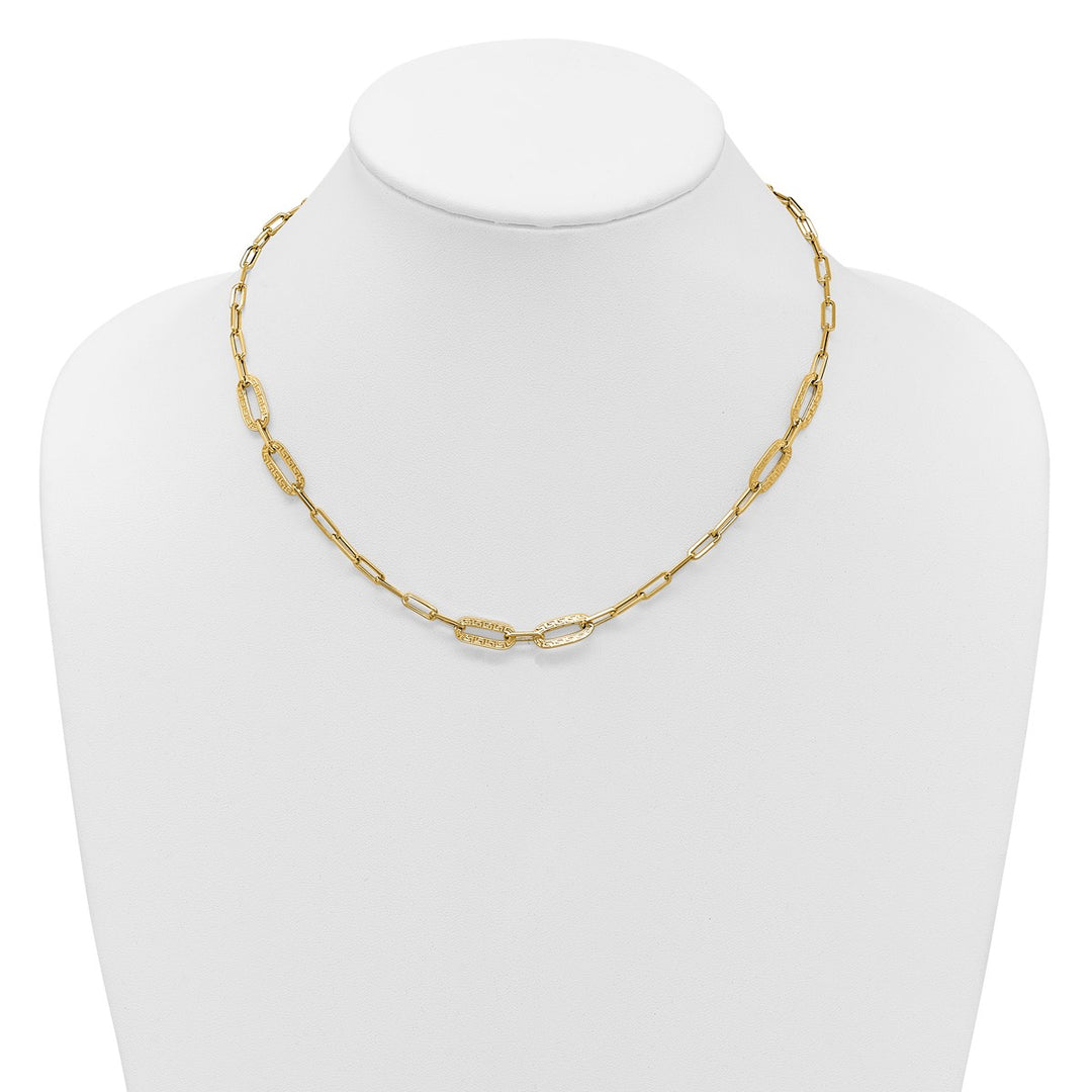 Gold 6.4mm Paperclip Necklace, 18