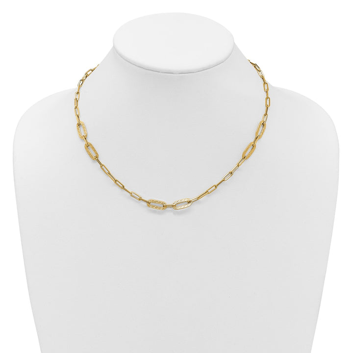 Gold 6.4mm Paperclip Necklace, 18"