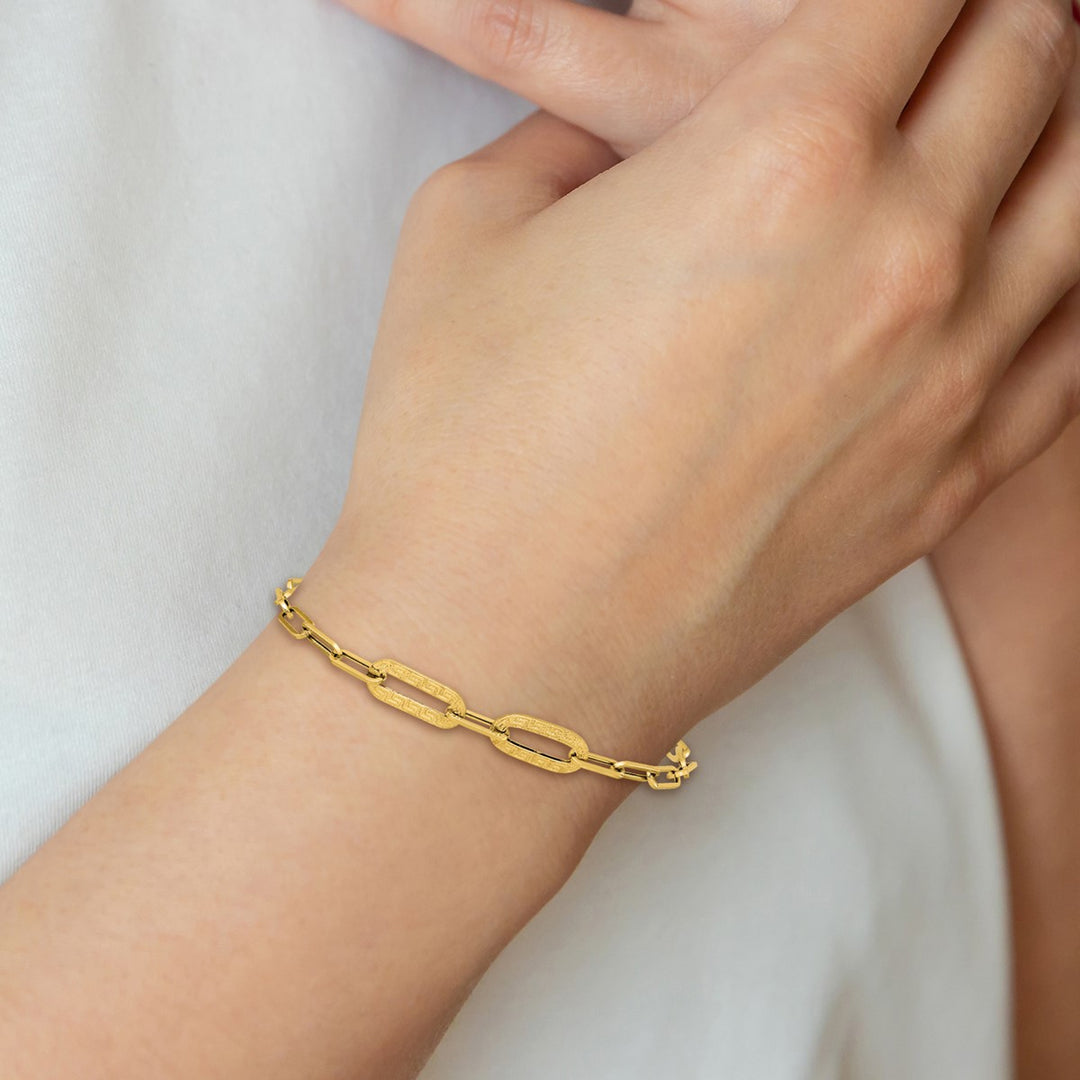 Gold 3.4mm Paperclip Bracelet, 7.5