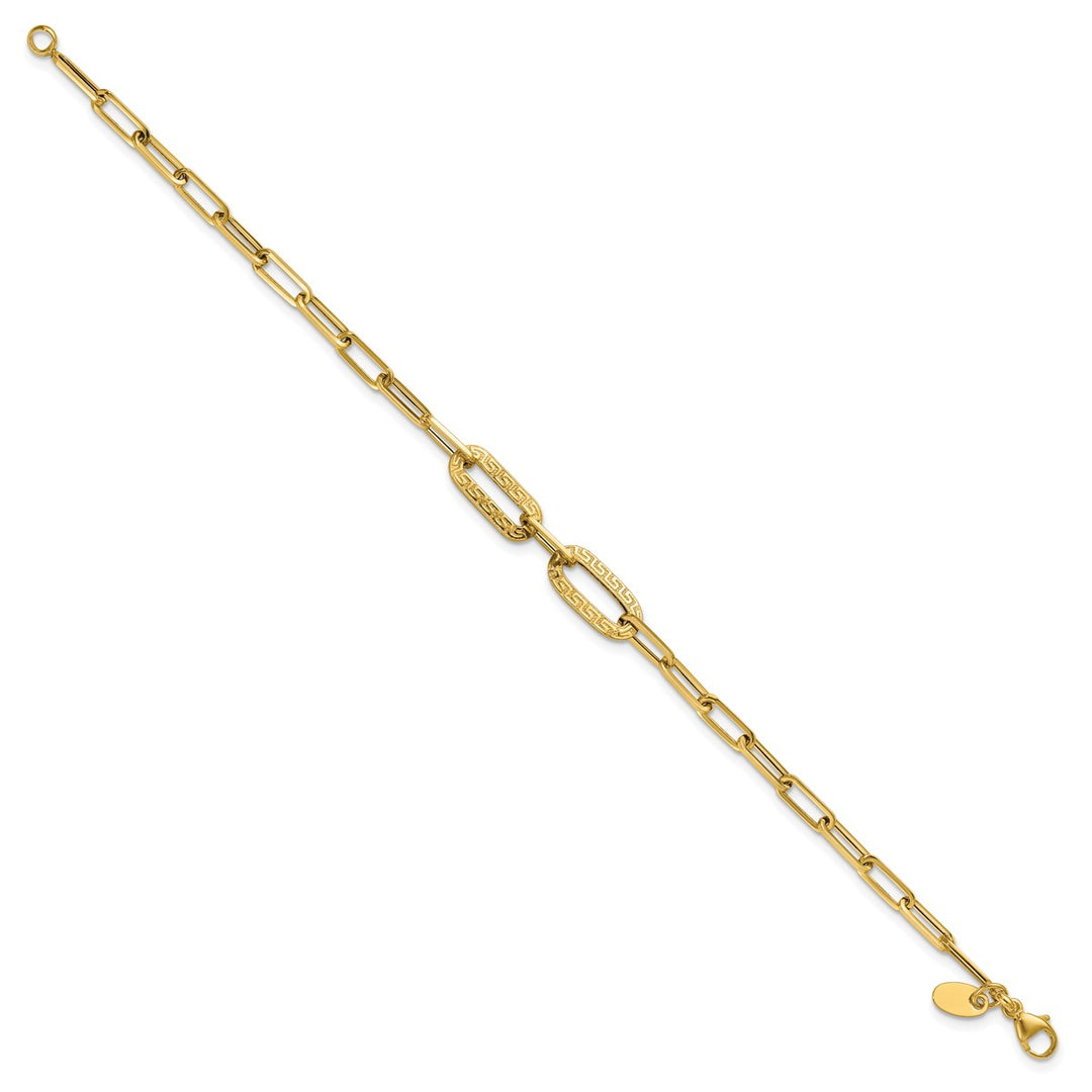 Gold 3.4mm Paperclip Bracelet, 7.5