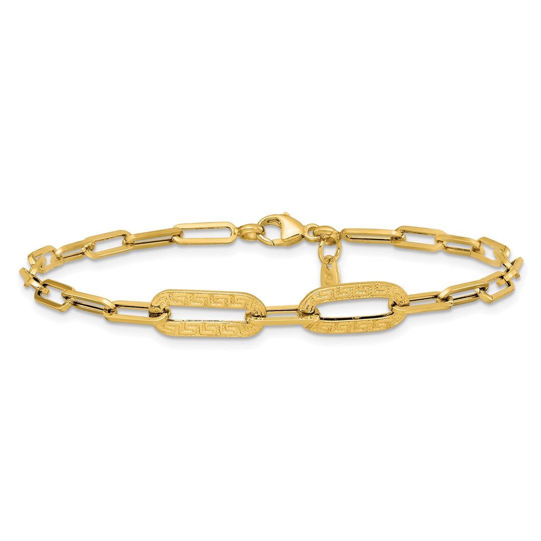 Gold 3.4mm Paperclip Bracelet, 7.5