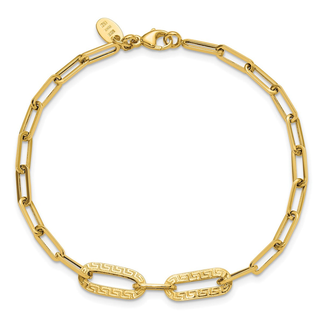 Gold 3.4mm Paperclip Bracelet, 7.5