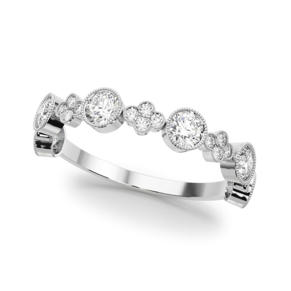 Bezel Set Stackable Milgrain Ring