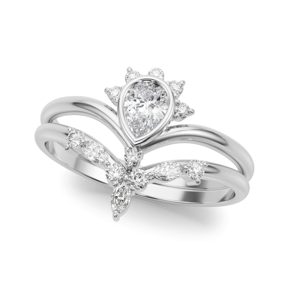 Lab-Grown Diamond Chevron Pear Shape Fashion Ring