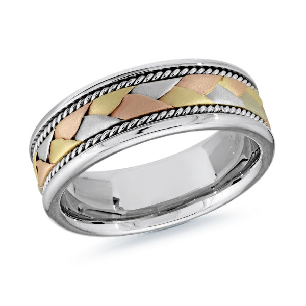14K Braided Design Multicolor Gold Band
