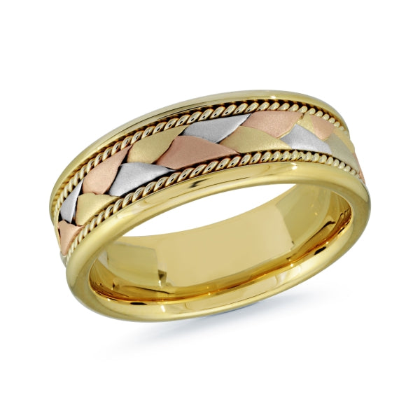 14K Braided Design Multicolor Gold Band