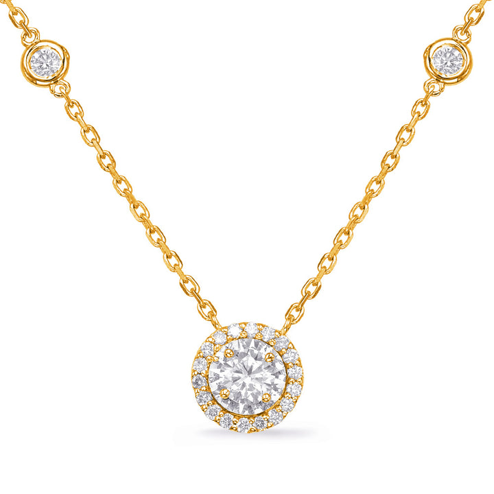 MODERN GOLD HALO DIAMOND NECKLACE
