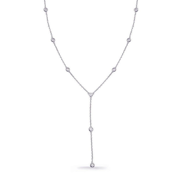 MODERN DROP DESIGN GOLD AND DIAMOND NECKLACE