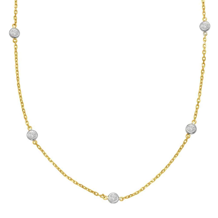 STUNNING GOLD AND DIAMOND SECTIONED BEZEL DESIGN NECKLACE - View 2