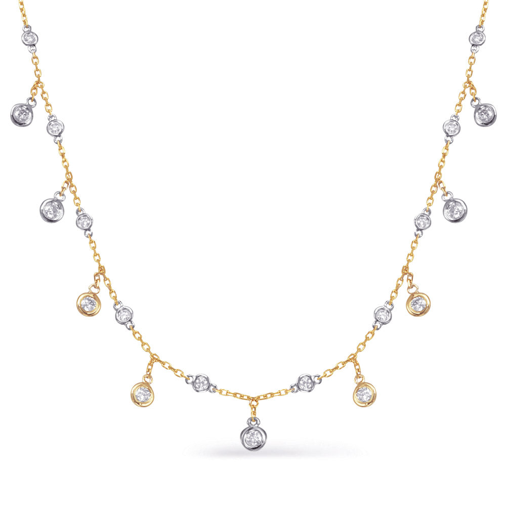 ELEGANT MULTI BEZEL DESIGN GOLD NECKLACE - View 2