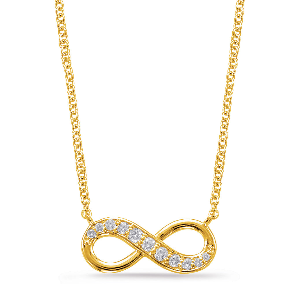 INFINITY DESIGN GOLD AND DIAMOND NECKLACE - View 2