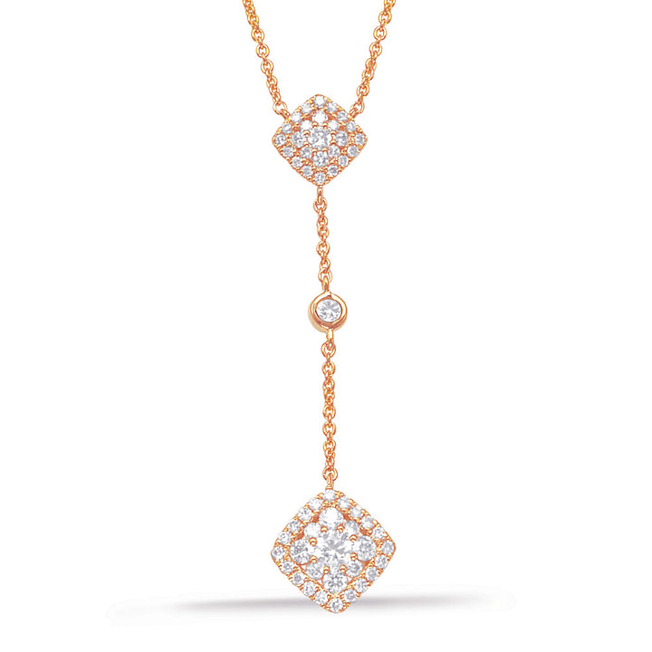 ELEGANT DANGLING DROP DESIGN GOLD DIAMOND NECKLACE