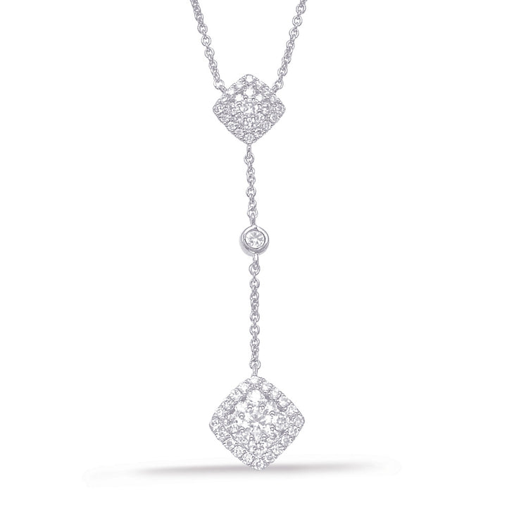 ELEGANT DANGLING DROP DESIGN GOLD DIAMOND NECKLACE - View 1