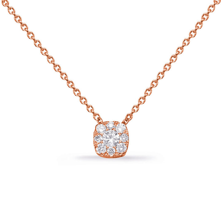 ELEGANT CUSION SHAPE CLUSTER HALO DIAMOND NECKLACE