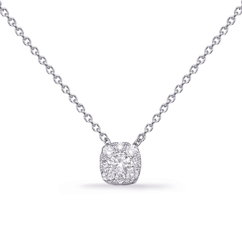 ELEGANT CUSION SHAPE CLUSTER HALO DIAMOND NECKLACE - View 1