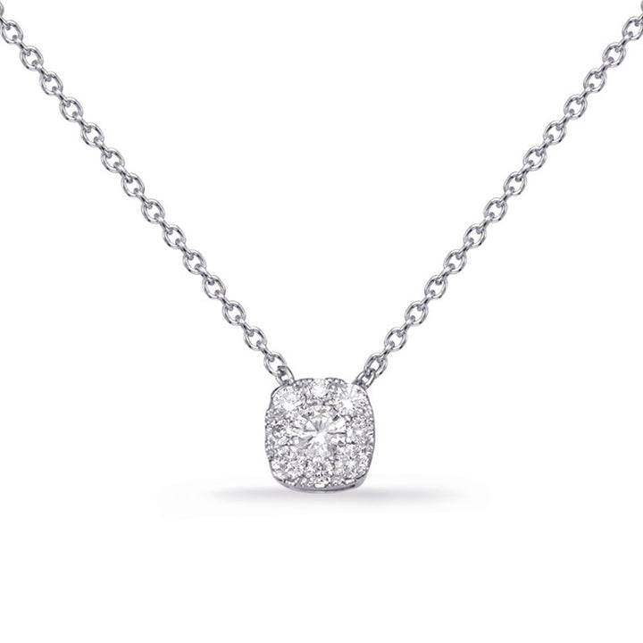 ELEGANT CUSION SHAPE CLUSTER HALO DIAMOND NECKLACE - View 1
