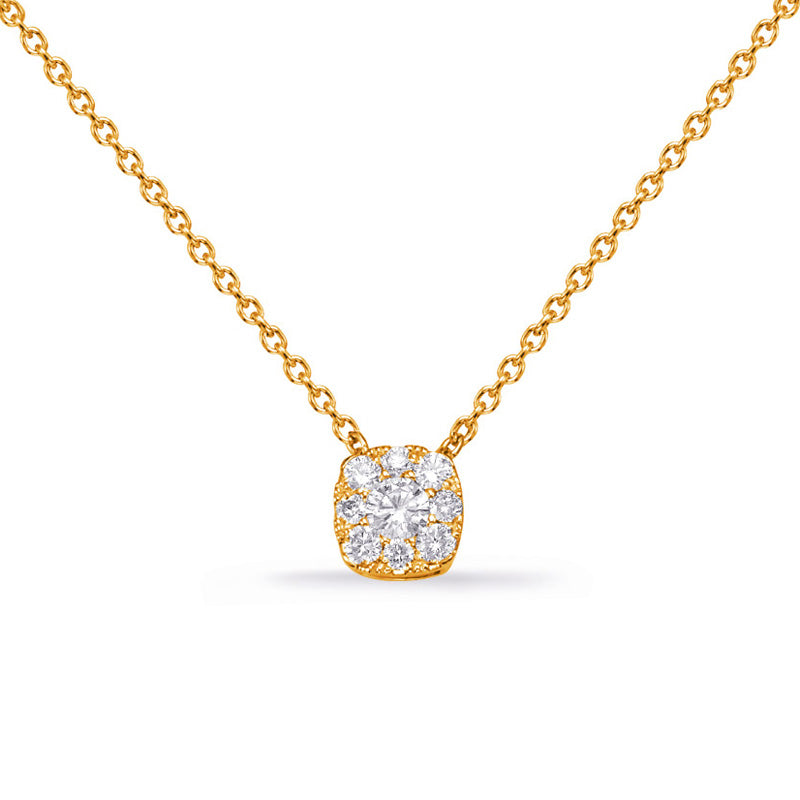 ELEGANT CUSION SHAPE CLUSTER HALO DIAMOND NECKLACE - View 2