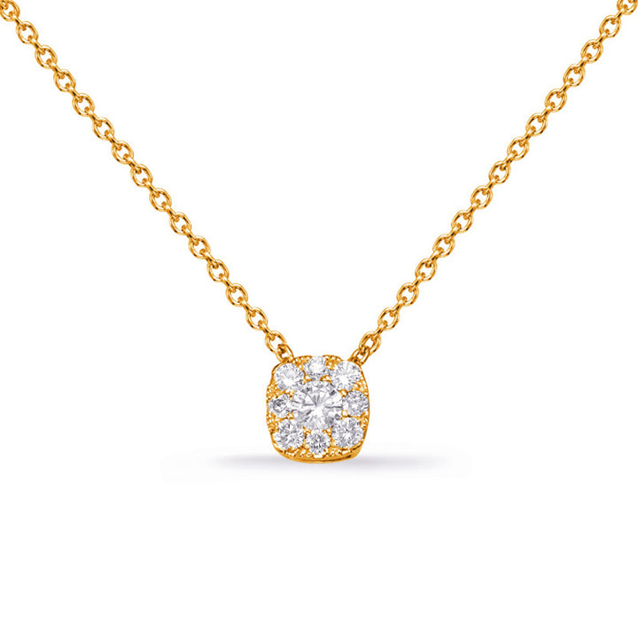 ELEGANT CUSION SHAPE CLUSTER HALO DIAMOND NECKLACE - View 2