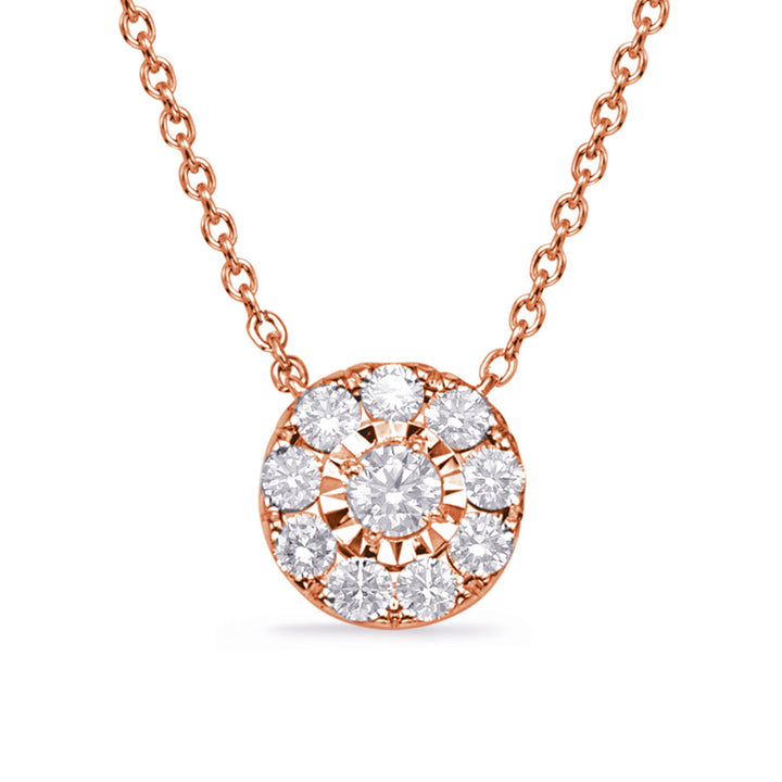 GOLD CLUSTER HALO DIAMOND NECKLACE