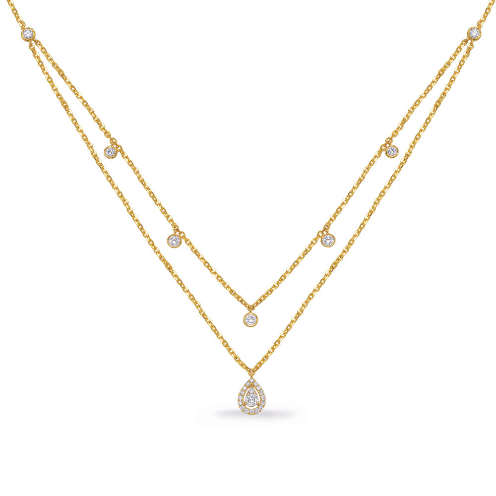 GOLD AND DIAMOND DOUBLE STRAND NECKLACE - View 2