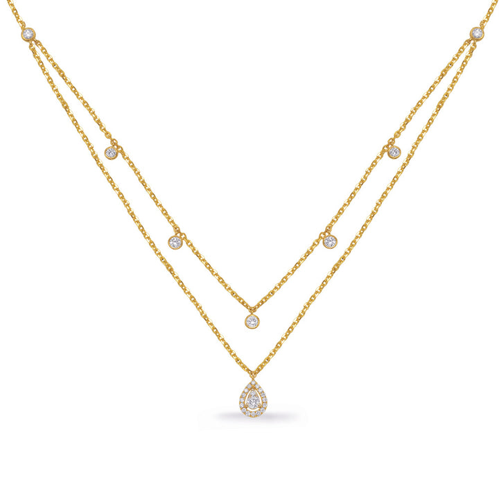 GOLD AND DIAMOND DOUBLE STRAND NECKLACE - View 2