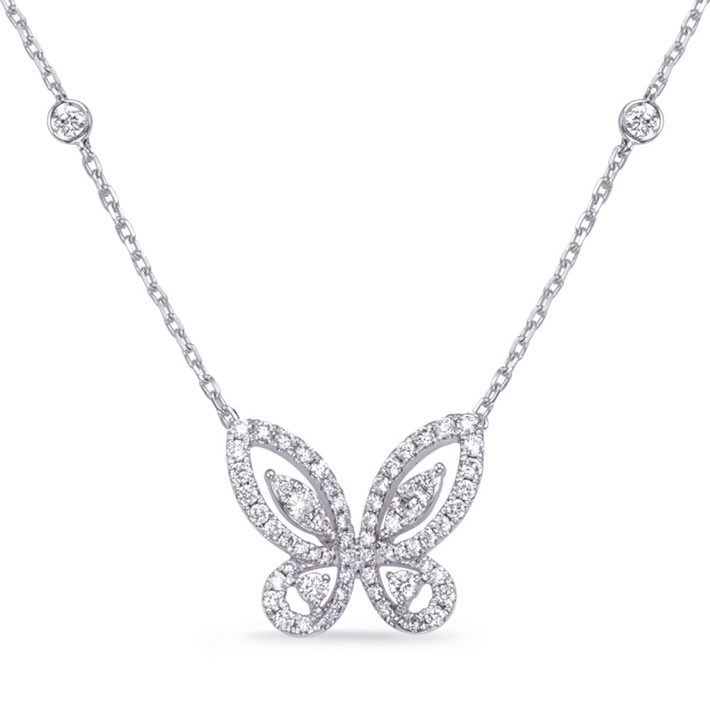 ELEGANT BUTTERFLY GOLD DIAMOND NECKLACE - View 1
