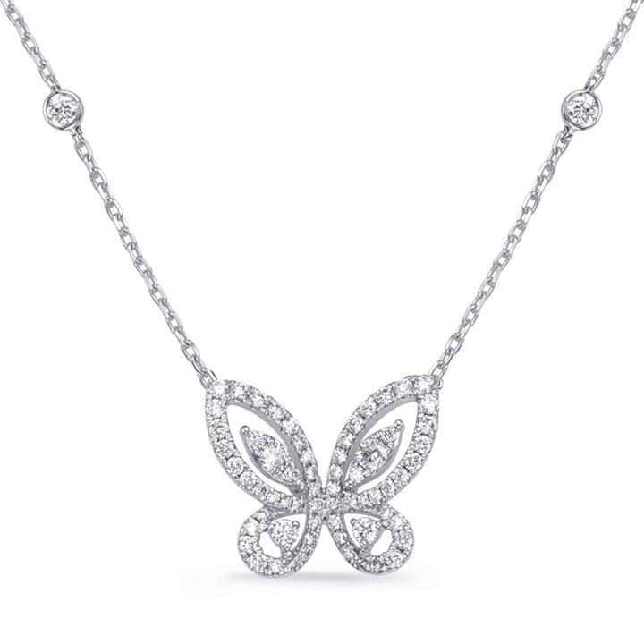 ELEGANT BUTTERFLY GOLD DIAMOND NECKLACE - View 1
